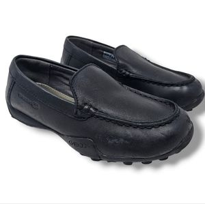 Geox Respira Black Leather Loafers Slip On Dress Shoes Boys Kids Size 27 US 10.5
